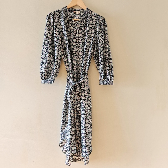 Rebecca Taylor Women's Button Down Floral Print Quarter Sleeve Midi Dress Size S - Picture 4 of 16